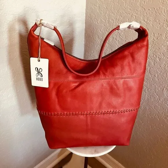 Hobo Entrine Whipstitch Leather Shoulder Tote Bag, Leather, Orange (Ginger) NWT - Picture 6 of 16